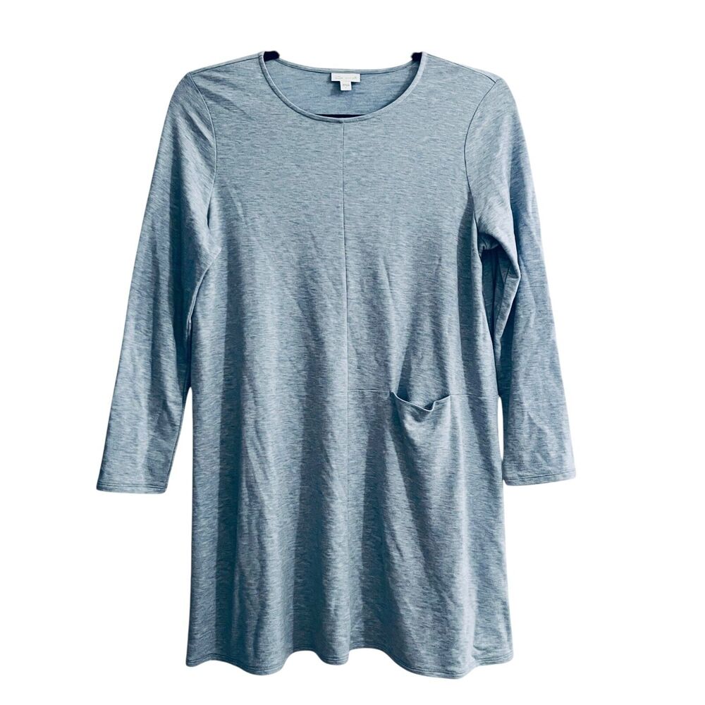 Pure Jill Womens Dress Large Tunic Blue Gray Tencel Long Sleeves Pocket Stretch